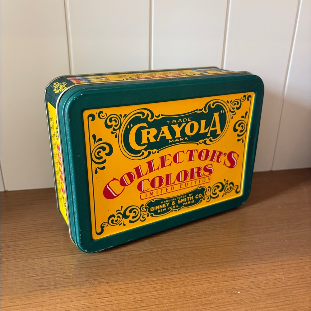 Vintage 1990 Crayola Limited Edition Collector's Colors Tin with Retired Crayons